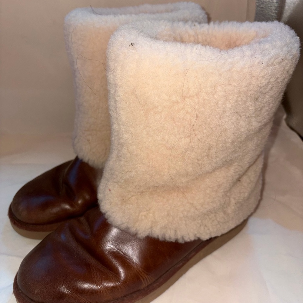 UGG Brown and Cream Shearling Boots
